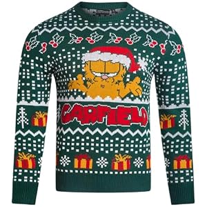 Nickelodeon Garfield Mens Ugly Christmas Sweater Long Sleeve Sweatshirt | Vibrant Garfield Graphics, Festive Holiday Soft Ugly Sweater, Ribbed Crewneck Cuffs &Amp; Hem 14 515Ot4Vacfl. Ss300