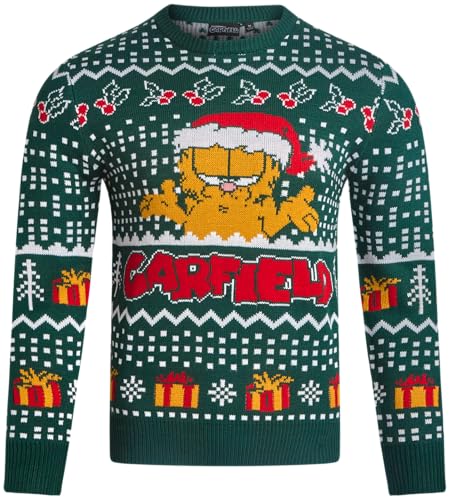 Nickelodeon Garfield Mens Ugly Christmas Sweater Long Sleeve Sweatshirt