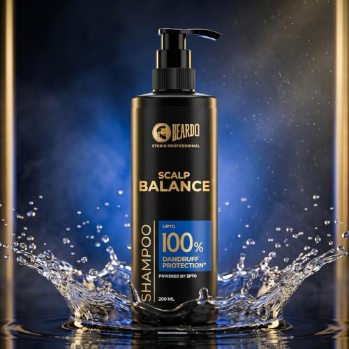 Image of Beardo Studio Professional Scalp Balance Shampoo for Men | Salon-Grade Scalp Care at Home | Deep Cleansing Shampoo with Climbazole & Menthol | Helps Control Dandruff, Excess Oil & Itchy Scalp | 200ml