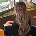 6 Pcs Cherry Bow Hair Clip Rhinestone Velvet Alligator Clips for Women Girls Teen Ponytail Hair Accessories Red Fruit Hair Barrettes