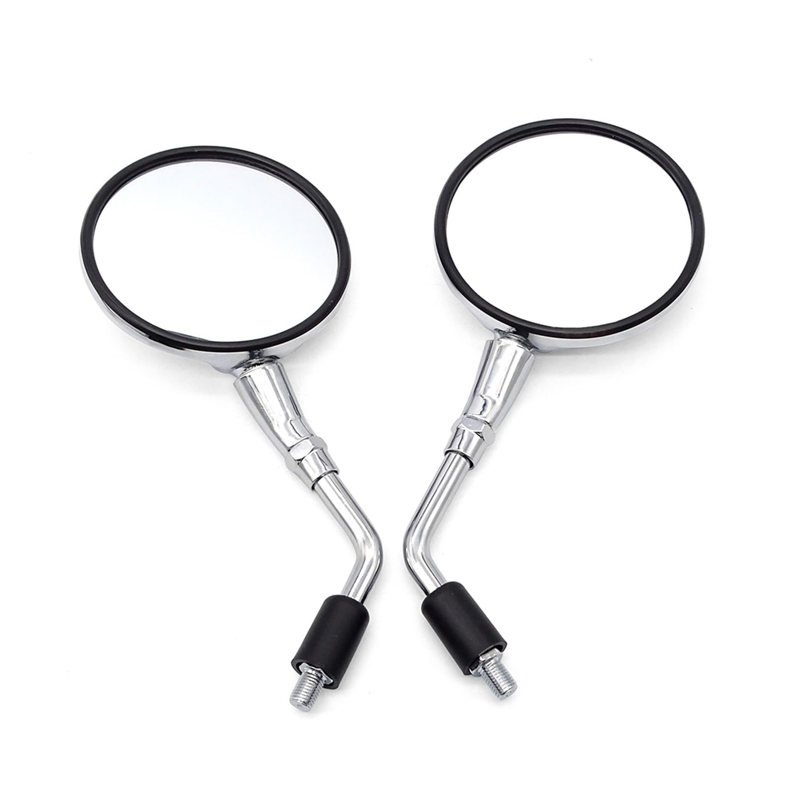 Moto Espejo Lateral Par De Espejos Retrovisores Universales para Motocicleta, Cromados En Plata, con Rosca De 10 Mm, Redondos Y Ovalados.