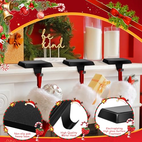image for Homjoy 6 Pack Metal Christmas Stocking Holders for Mantle Heavy Duty S