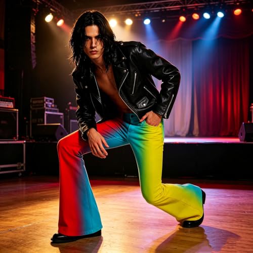 Pantalones de deporte para hombre de pierna ancha con diseño degradado vintage 4