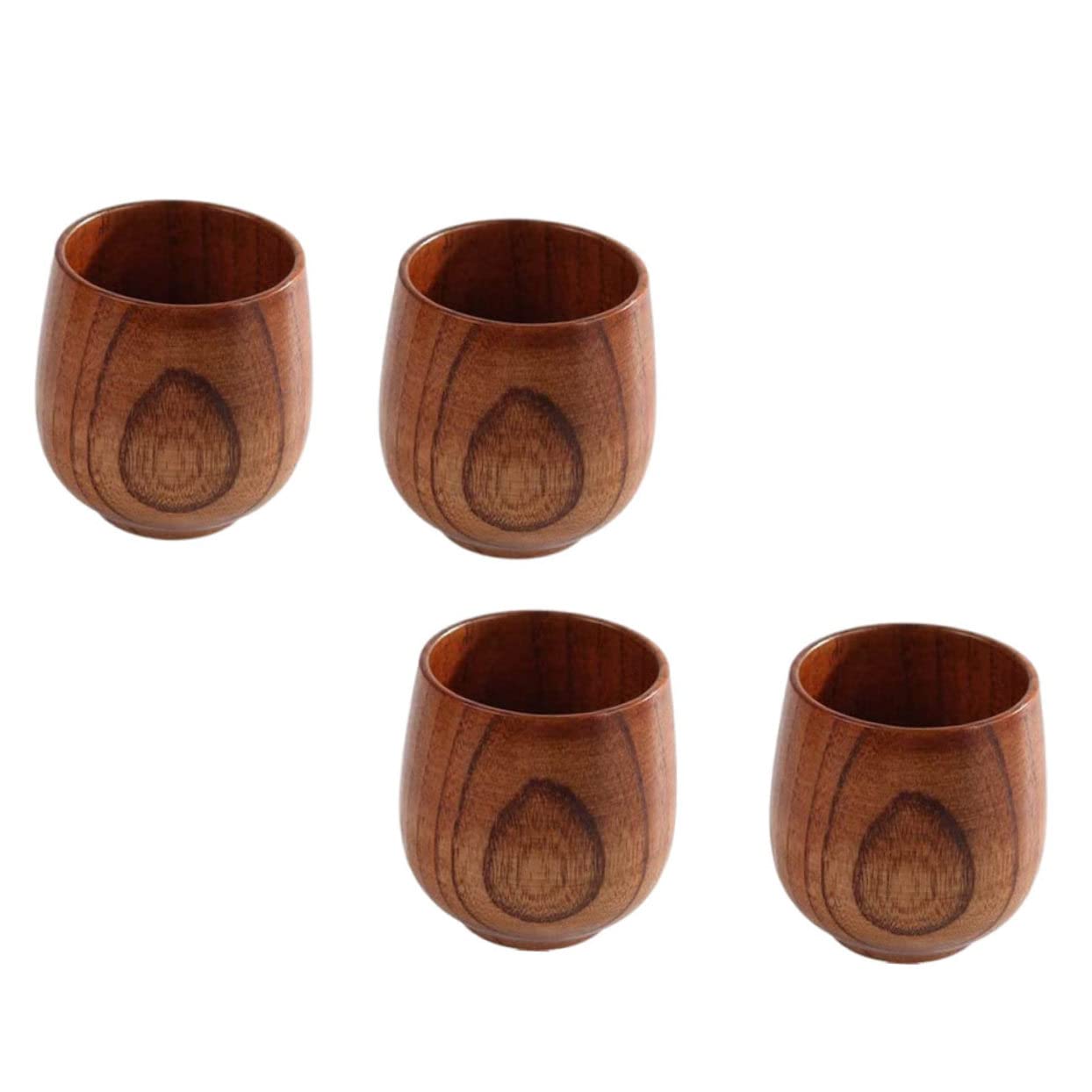 BESTYASH Teetassen Braune Holztassen mit Glatter Oberfläche 4 Stück und Großem Öffnungsdesign für Tee und Kaffee zu Hause oder Büro