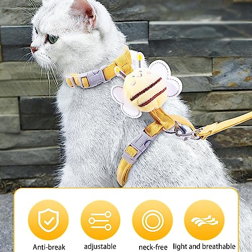 Kirdume Harnais et Laisse pour Chat pour la Marche | Harnais et Laisse réglables et Respirants pour Compagnie Cute Bee | Escape Proof Soft Bee Vest Harnais Ensemble Laisse pour Chiens et – vue 2