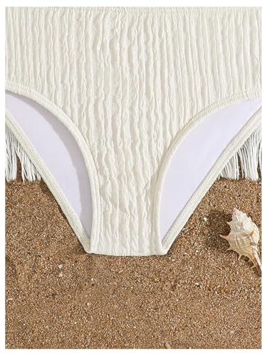 OYOANGLE Girl's Two Piece Metallic Shell Bikini Sets Cut Out Ruffle Top High Waist Hipster Swimsuit4