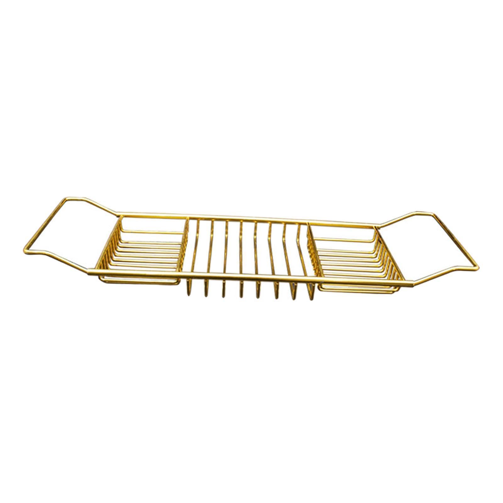 Baoblaze Vassoio per Vasca da Bagno Vassoio per Vasca da Bagno Semplice Antiscivolo Multifunzionale Supporto per Vasca da Bagno Scarico Mensola per Bagno per, Oro