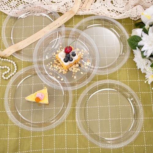 WELLIFE Clear Party Plates 9 Inch -150 Count for Party, Disposable Plastic Dinner Plates for Birthday Wedding Engagement Easter by WELLIFE - Used condition - Image 5