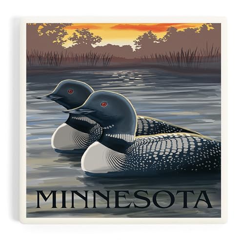 Minnesota Loons (Absorbent Ceramic Coaster, Single, Cork Back, Kitchen Table Decor)