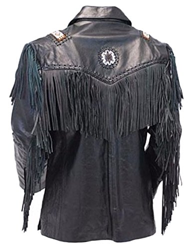 Classyak Men's Western Cowboy Leather Jacket Fringed Coat2