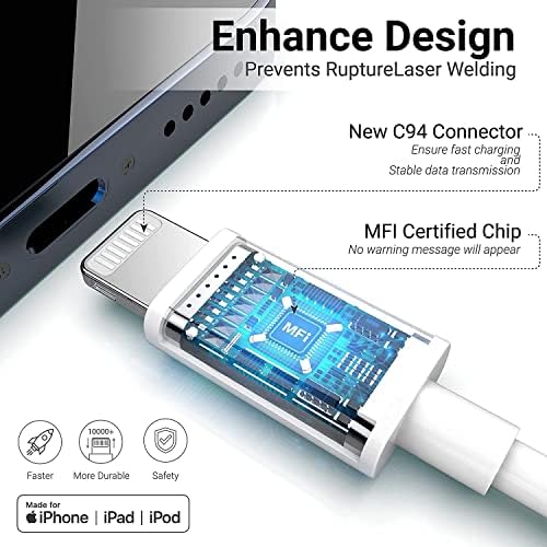 YULZAI 20W PD Fast Charge Cable, USB C Charger Cable [2Pack 1M+2M] MFi Certified Type C Fast Charge Data Cable,Compatible with iPhone 14 13 12 11 Pro/Xs Max/XR/X/8, iPad