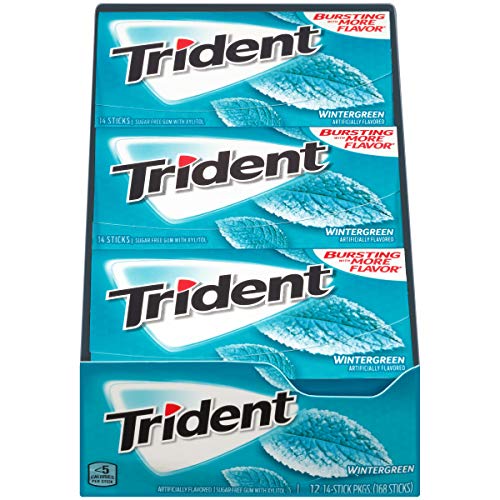 Trident Wintergreen Sugar Free Gum, 12 Packs of 14 Pieces (168 Total Pieces)