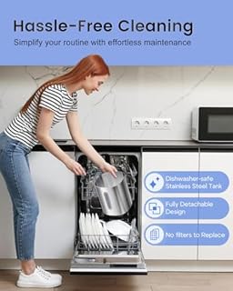 Feekaa Stainless Steel Humidifier, Easy Clean Dishwasher Safe, 4L/1Gal Cool Mist Humidifiers for Bedroom, Humidifiers for Baby, Humidifier Large Room for Nursery, Plant, Office, Living Room, White