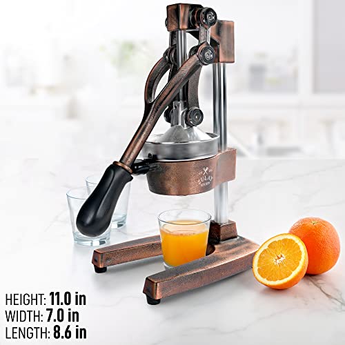 Zulay Kitchen Cast-Iron & Stainless Steel Orange Juicer - Heavy-Duty, Metal Lemon Squeezer - Premium Quality Manual Citrus Juicer - Manual Citrus Press & Orange Squeezer - Lime Squeezer (Copper) #TOP5