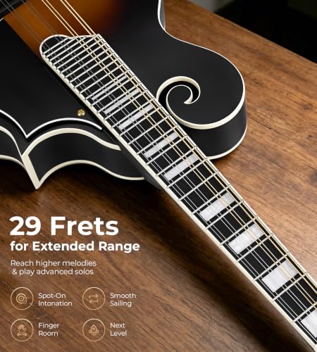 Image of Vangoa Mandolin Instrument F Style Acoustic Electric Mandolin Musical Instrument Spruce Top 8 String for Beginners, Adults, Sunburst