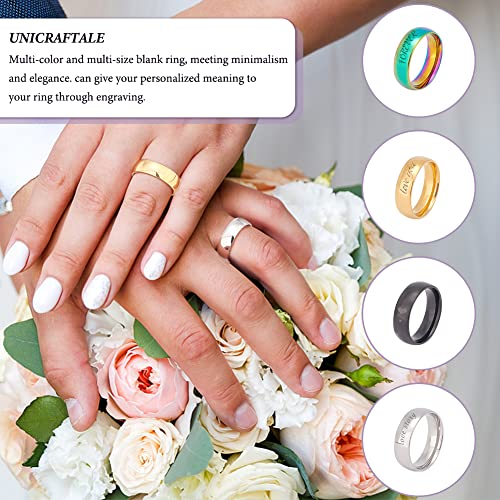 Unicraftale 16Pcs 4 Colors Ring Core For Wood Turning Size 7 Laser Engraving Finger Ring Stainless Steel Simple Flat Plain Band Finger Ring Diy Wide For Women Men Gift #TOP4
