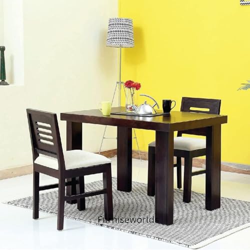 Image of Dining Table 2 Seater with Chairs | Sheesham Wooden Dinning Table with 2 Chairs for livingroom Restaurant | Dinner Table 2 Seater | Dining Room Set