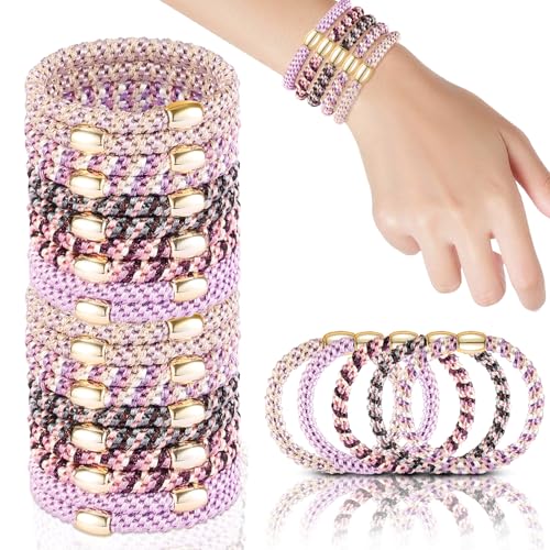Image of FORENEE Hair Ties No Damage - 20PCS Ponytail Holders - Elastic Hair Ties for Thick Hair - Braided Hair Bands for Women Girls's Hair - Violet