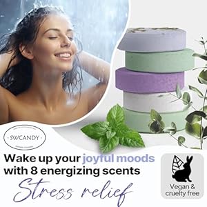 Shower steamers aromatherapy birthday gifts for women swcandy 8 pcs mothers day gifts for her mom men teen adults bath bombs self care with natural essential oils relaxation home spa easter basket  urban country home decor