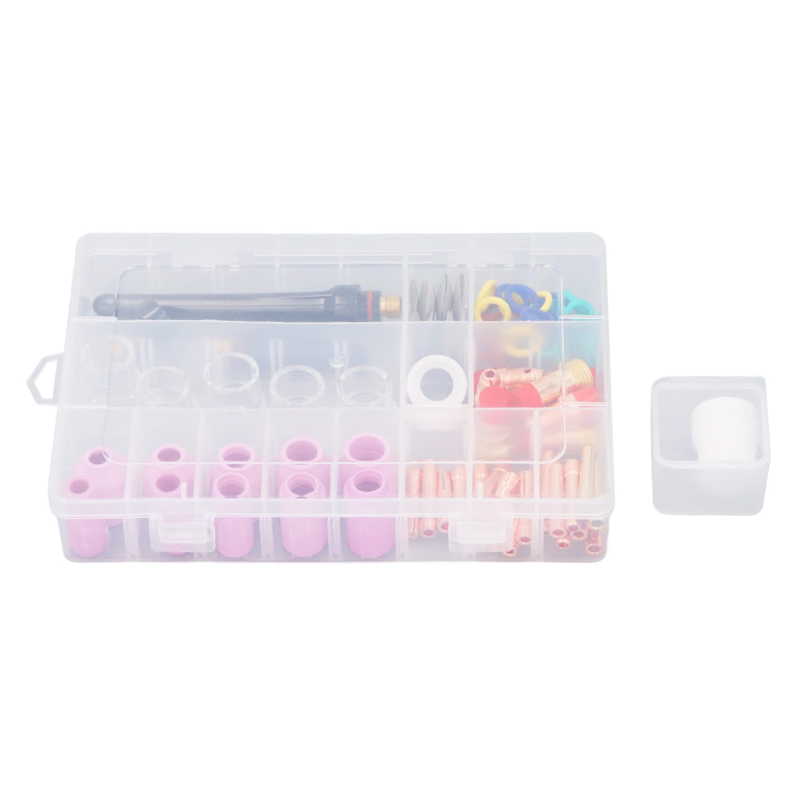 FTVOGUE 87-teiliges Plasmaschneider-Verbrauchsmaterial | Kupfer-Keramik-Düsen, Gaslinsen-Glasbecher-Set, Ersatzteile für WP17 18 26 WIG-Schweißbrenner-Sets