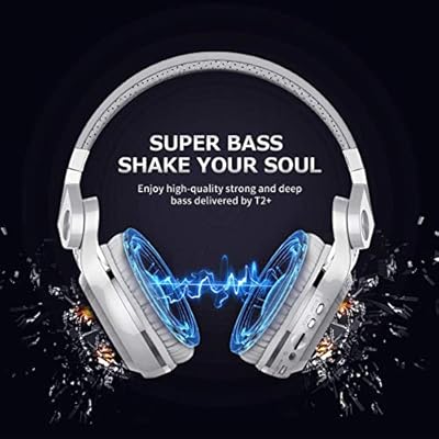 Bluedio T2 Plus Turbine Wireless Bluetooth Headphones with Mic/Micro SD Card Slot/FM Radio (White)