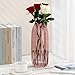 Large Ribbed Tall Pink Glass Vase - 12.0