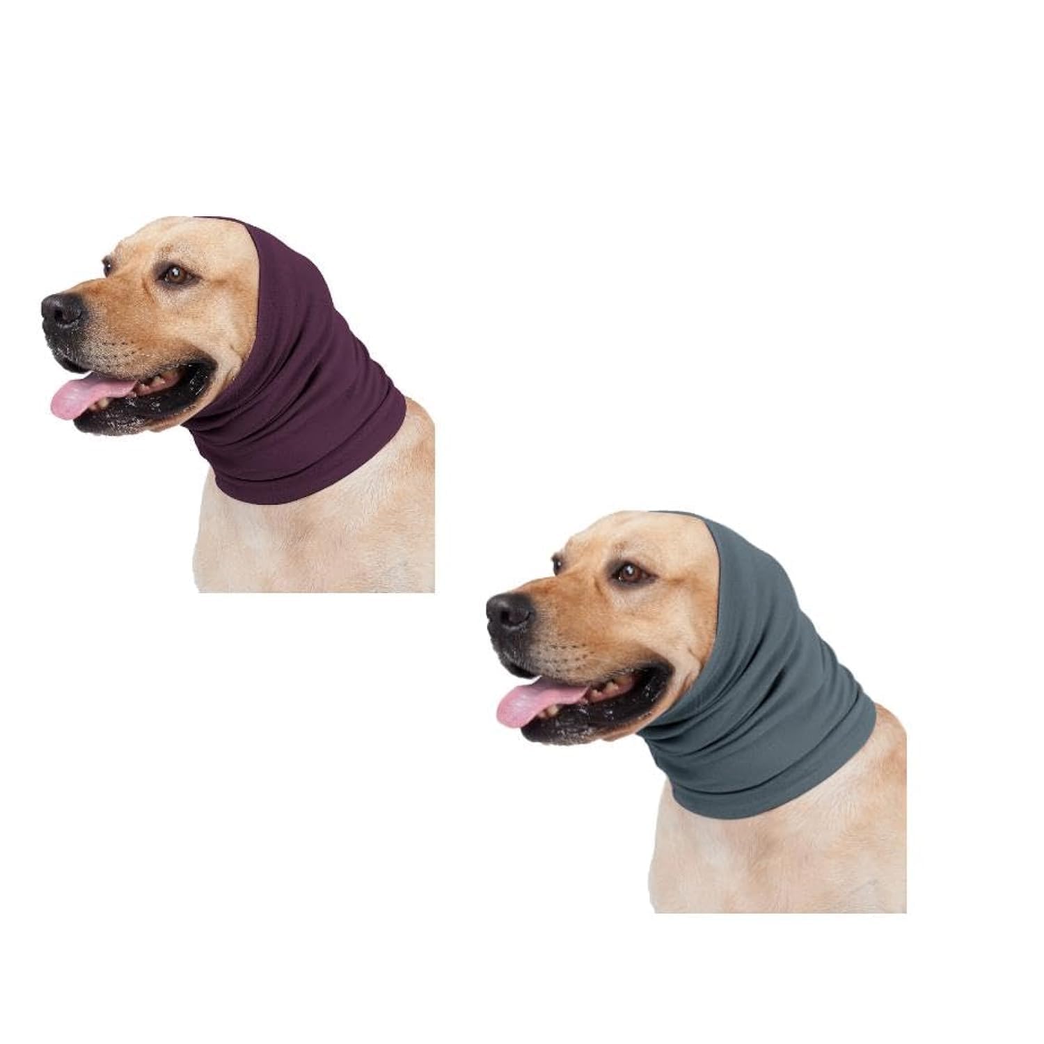 Calming Dog Ear Wrap Snood - Anti-Anxiety, Blow Dry Aid &amp; Hematoma Prevention for Dogs, Pail Lilac+Aqua Blue