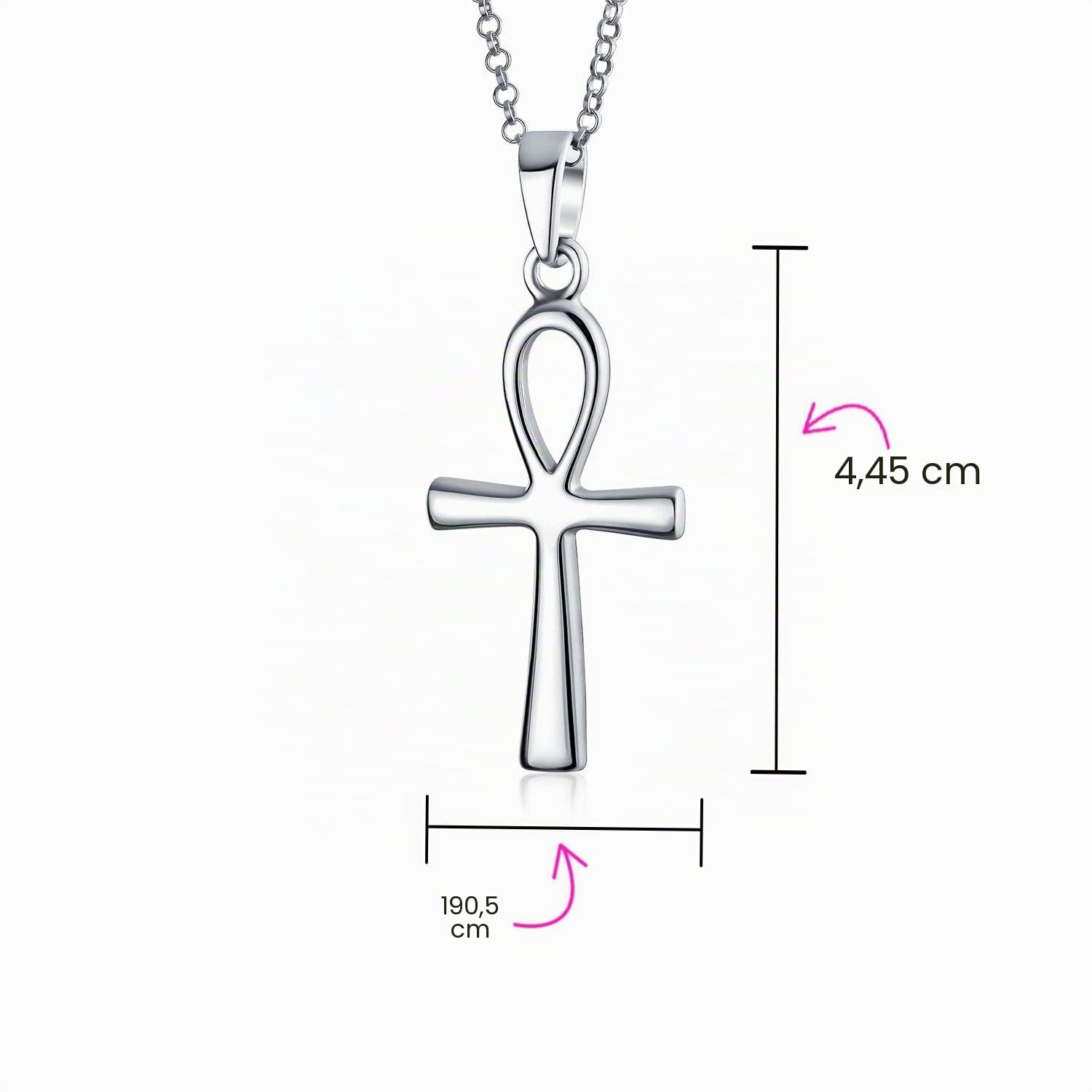 Bling Jewelry Collar Grande Unisex Con Colgante De Cruz Egipcia Ankh Clave De La Vida Religiosa Para Mujeres Hombres Y Adolescentes Pulido En Plata Esterlina .925.