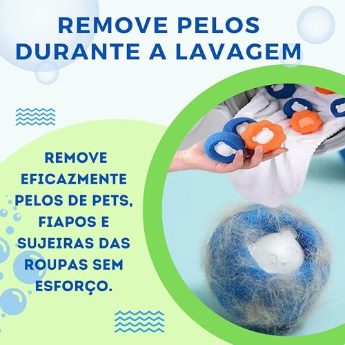 Esponjas Tira Pelos para Máquina de Lavar, Kit com 4 Removedores de Fiapos e Bolinhas, Reutilizável,