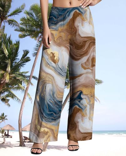 Womens High Waisted Pants 2025 Summer Wide Leg Oversize Pattern Print Loose Fit Beach Vacation Lounge Sweatpants2