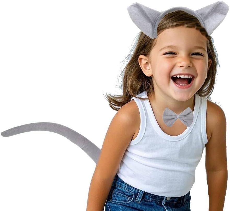 Kirei Sui Gray Wolf Headband Bowtie Tail 3pcs Costume for Kids and Adults - Image 2