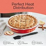 Muldale 9 Inch Pie Dish - 23cm Round Ceramic Pie Dishes for The Oven - Individual Fluted Deep Apple Pumpkin Pie Dish - Steak Meat Pie Pan - Red - Image 5