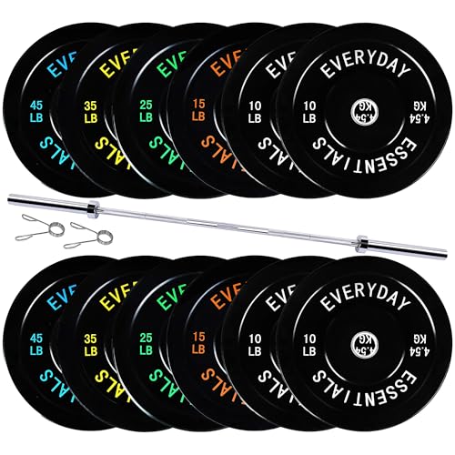 Fitvids 2-Inch Olympic Bumper Weight Plates Including 280 LB Weight Plates & 7FT Olympic Barbell Bar Black