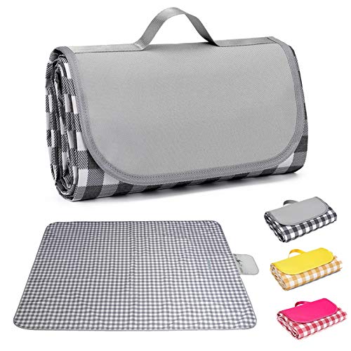 ONCCI Manta para picnic o playa, impermeable, plegable, con asa para picnic, playa, camping, color gris