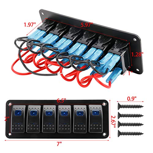 Panneau d interrupteurs pré-câblé 6 commandes étanches ON-OFF à double LED bleue