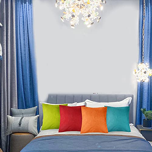 Yeabwps Pack Of 4 Decorative Outdoor Waterproof Throw Pillow Covers Square Garden Cushion Cases For Patio, Couch, Tent And Sofa, 18 X 18 Inches, (Yellow, Red, Orange, Blue-Green) #TOP5