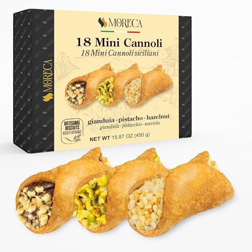 Cannoli Siciliano Relleno De Pistacho, Gianduia Y Crema De Avellana. 18 Mini Cannoli en sobres individuales, cajas de regalo elegantes, Dulces italianos, pastelería artesanal. Regalos Navidad