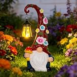 MERUIKCO Gnomes Solar Garden Ornaments with LED Lights, Novelty Birthday Gifts for Women Mum Men, Waterproof Resin Gnomes Statue Garden Decorations Indoor or Outdoor (12.5inch/31.7cm)