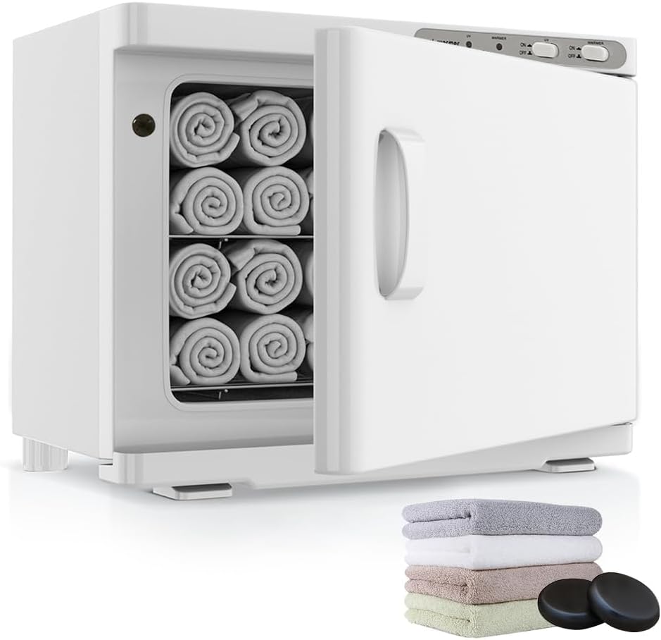 CJYSHOP Towel Warmer, Massage Stone Heater 23L Large UV Steriliser Cabinet Use for Facial Spa, Hair Beauty, Salon Equipment and Home,Holds up 50-60 Towels