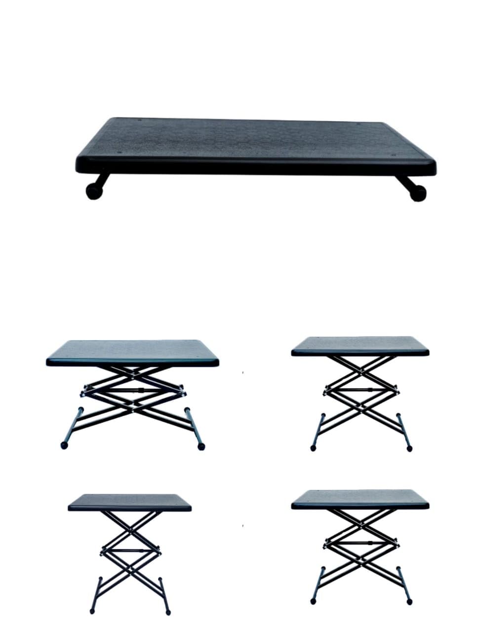 Space Magic Scissor Height-Adjustable Rectangular Multi-Purpose Contemporary Plastic Folding Table (Black)-picture-10