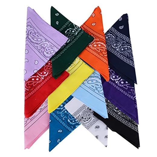 QUMAO Pañuelos Bandanas de Modelo de Paisley para Cuello/Cabeza Multicolor Múltiple para Mujer y Hombre (Pack de 12; Multicolor)