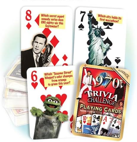 Flickback 1970 Trivia Playing Cards & 1970's Music Decade Trivia Combo Anniversary/Birthday