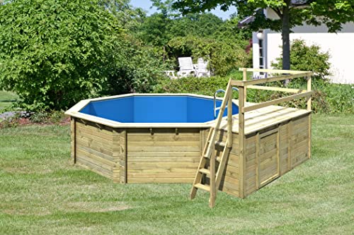 Holzpool Chillroi Achteck 428 x 428 cm Modell 2C mit Zubehör und Sonnenterrasse