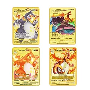 Metalen kaart – 4 stuks ultra zeldzame kaarten metalen kaart V-kaart/Vmax/EX/DX-verzamelkaarten – het beste cadeau voor verzamelaars