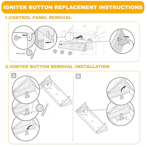 Image of SafBbcue Grill Igniter Switch 69283 Ignitor for Weber Genesis II E /S-310 E /S-315 E /S-335, fits Genesis II E-410 435 SE-310 330 Gas Grills Parts, Compatible with Weber 66354 67532 Igniter Push Button