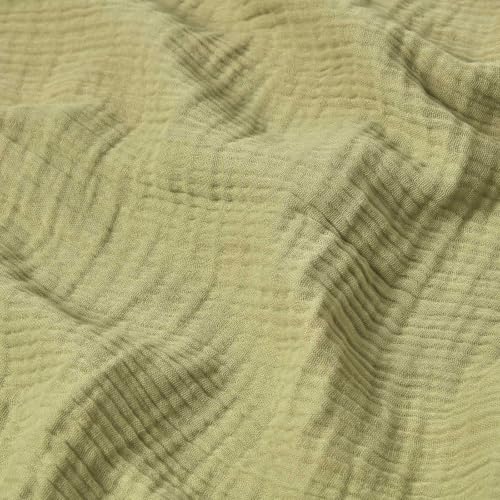 Couverture légère 100% coton haut de gamme en gaze gaufrée vert sauge - 3