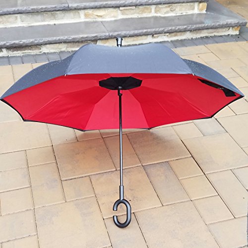 Kona Reverse Folding Umbrella ~ Inverted 60 MPH Windproof Travel Umbrella with Tote Bag, Ninja Grip Handle & Walking… - Image 4