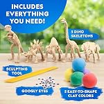 National Geographic Clay Dinosaur Arts & Crafts Kit - Dinosaur Air Dry Clay for Kids Activity Set with 5 Colours, 5 Dinos, Sculpting Tool & More