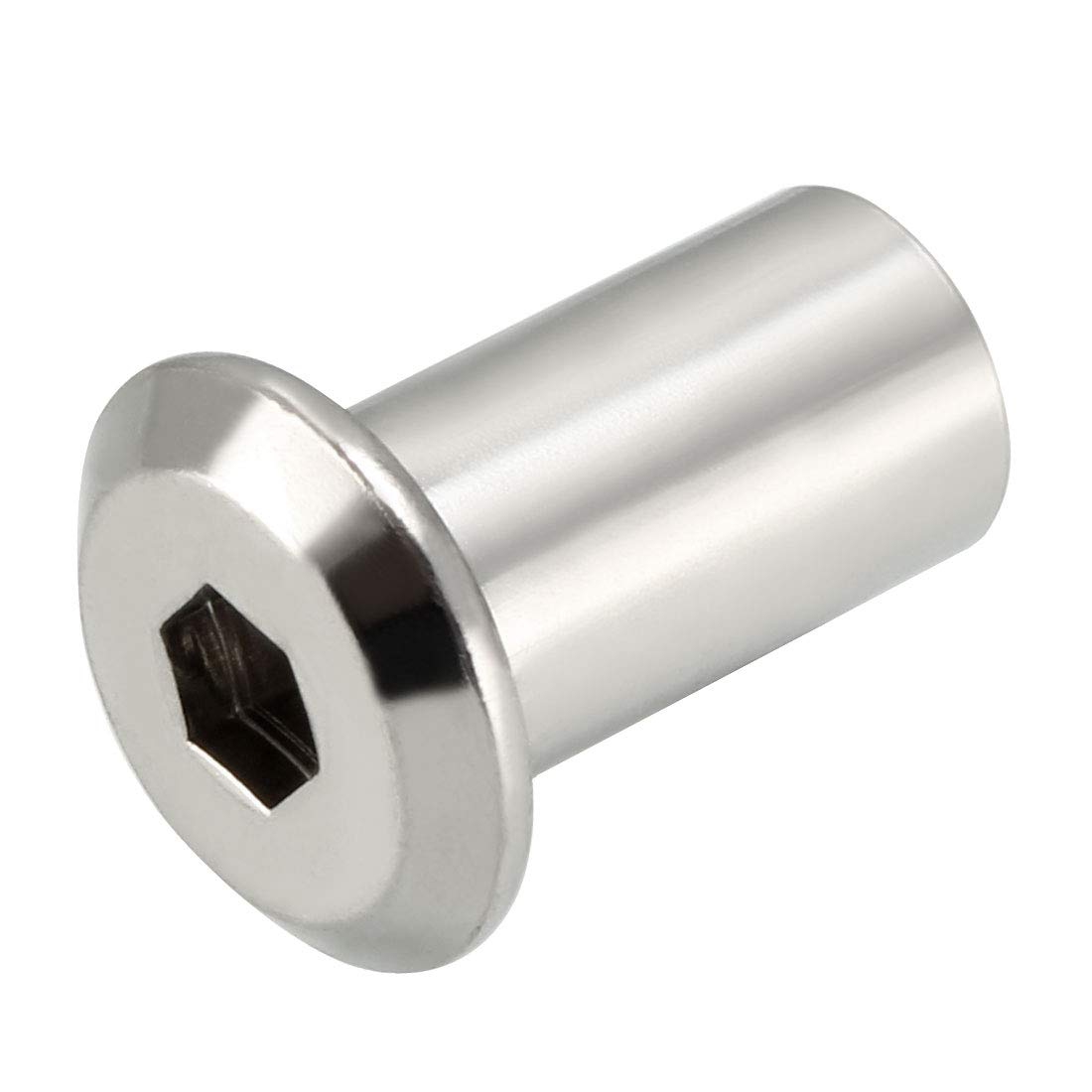 Sourcing Map Lot de 10 écrous à tête hexagonale M10 x 21 mm Plaqué nickel