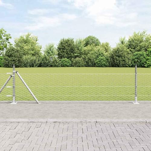 Tidyard Fence with Posts Silver 0.5 x 50 m PVC-coated steel Fence Post Model3353824